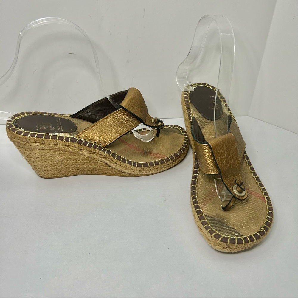 Burberry Espadrille Classic Nova Metallic Wedge Sandal EU 39 US 8.5 - Picture 3 of 16